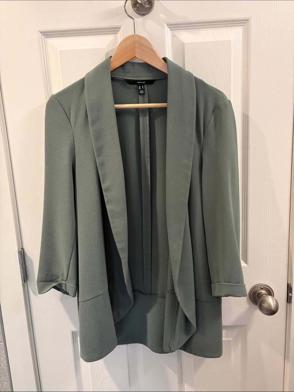 Vero Moda Sage Green Draped Open-Front Blazer